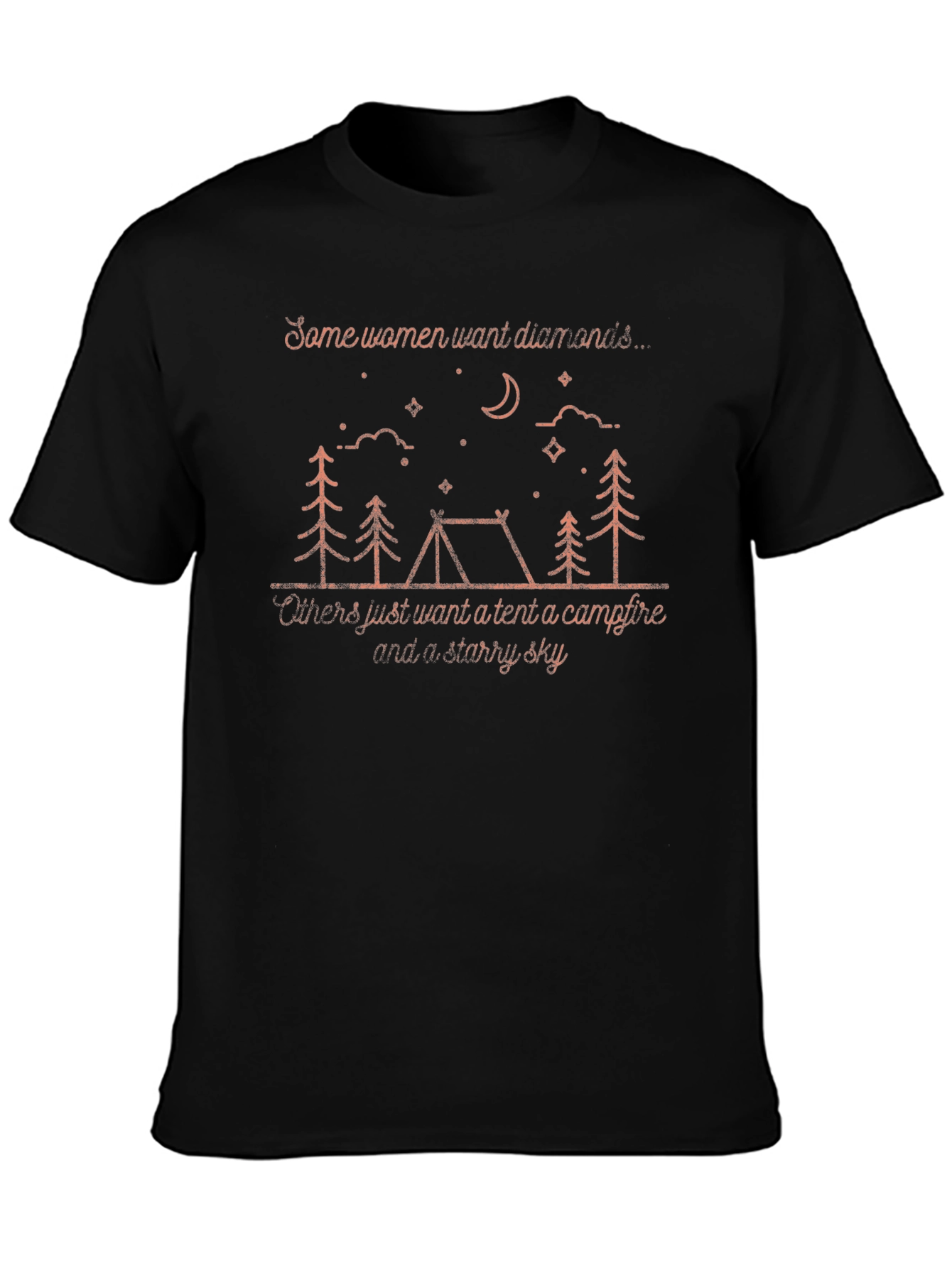 Womens Camping Tent & Starry Sky Graphic T-Shirt