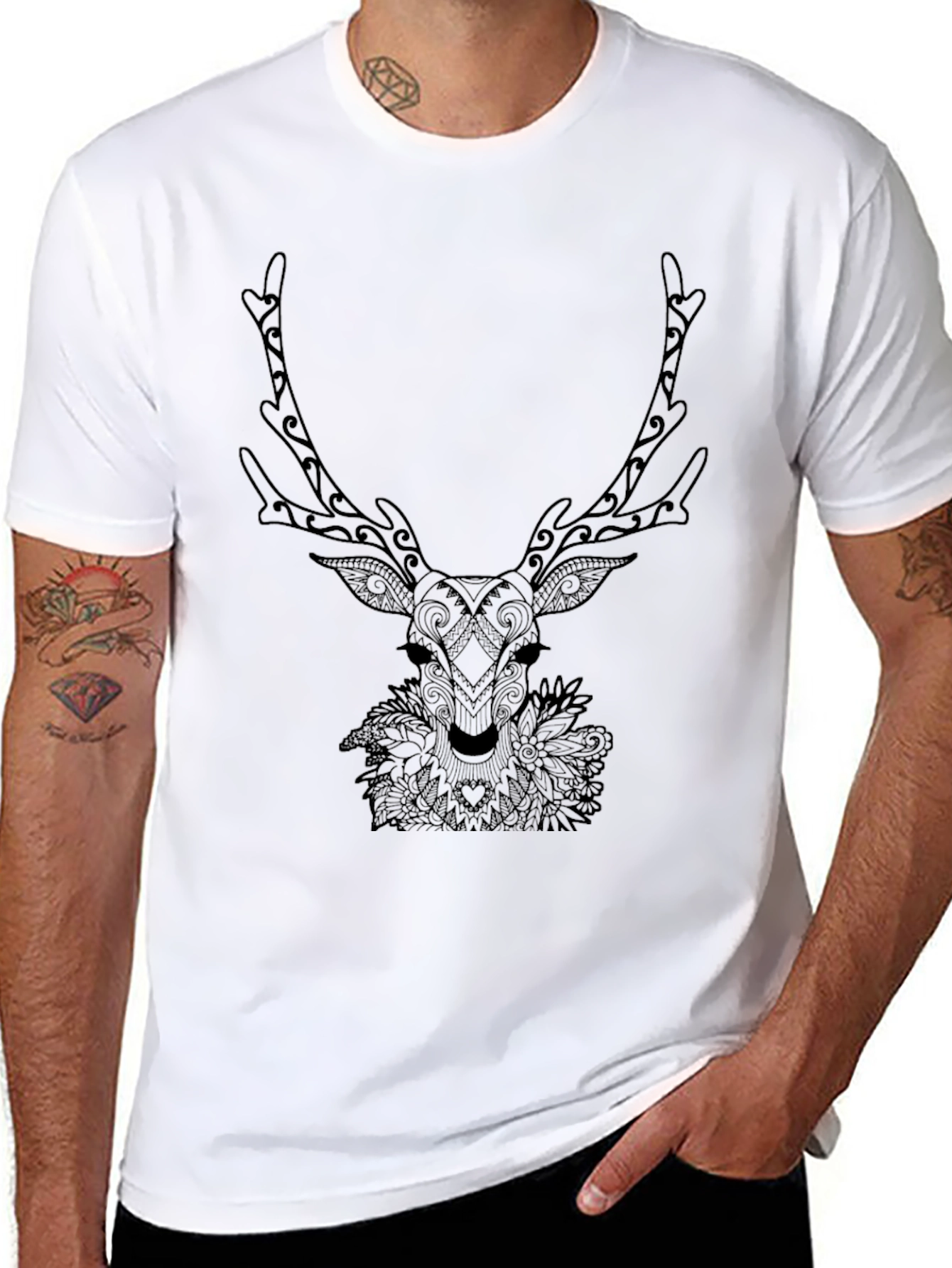 Black Deer Graphic T-Shirt - Nature Inspired Tee