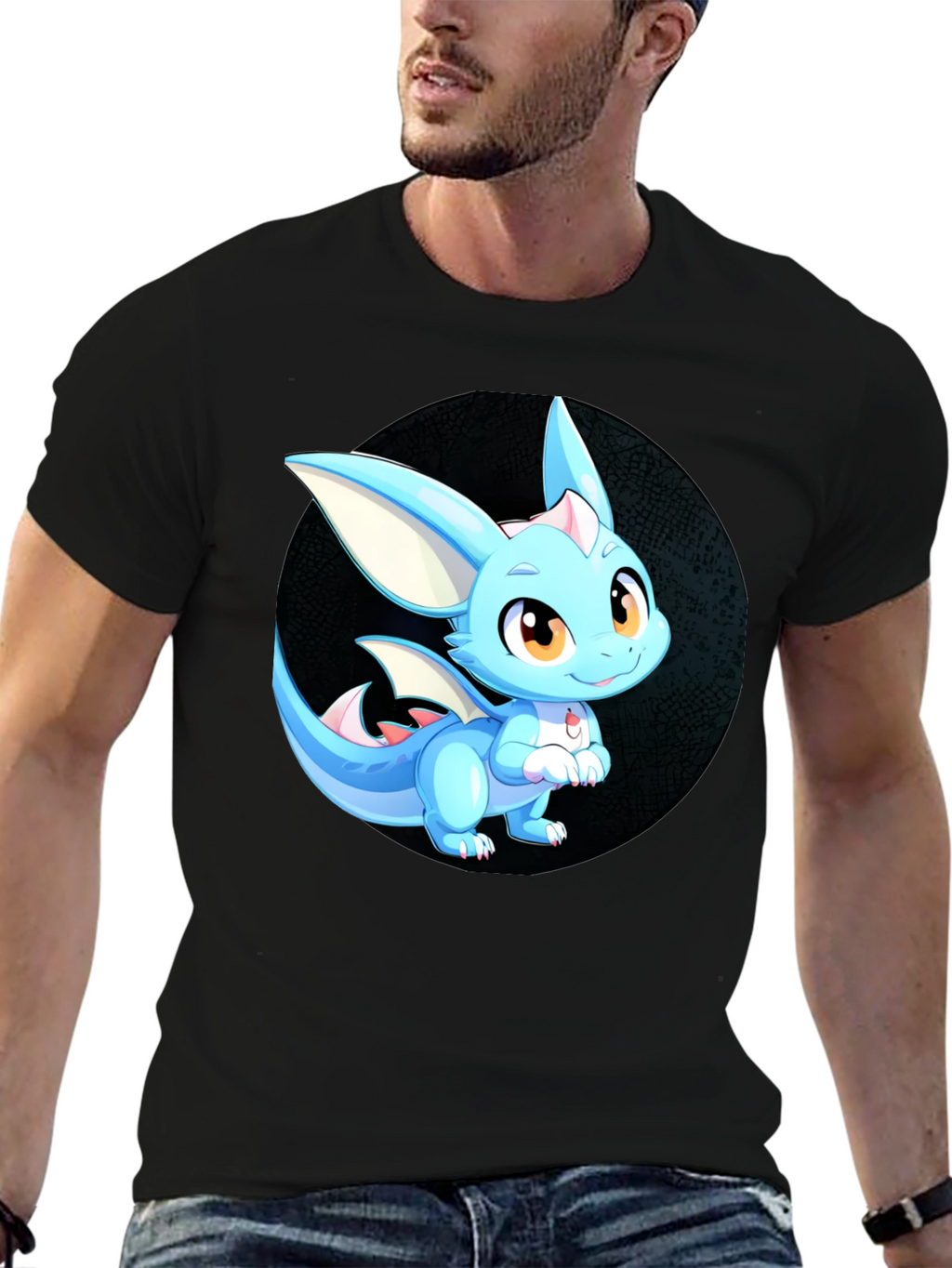 Cute Dragon Graphic Tee - Unisex Black T-Shirt