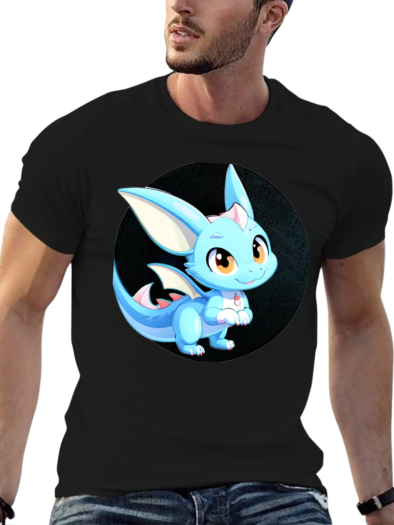 Cute Dragon Graphic Tee - Unisex Black T-Shirt