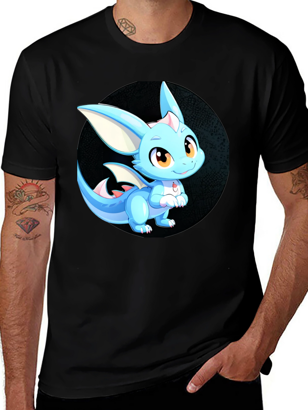 Cute Dragon Graphic Tee - Unisex Black T-Shirt