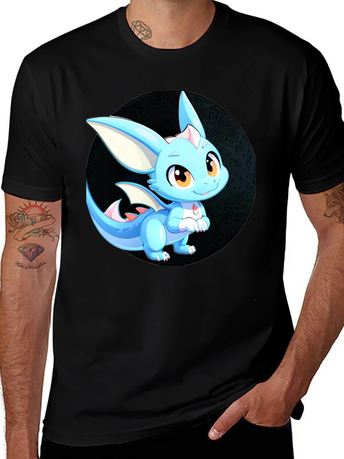 Cute Dragon Graphic Tee - Unisex Black T-Shirt