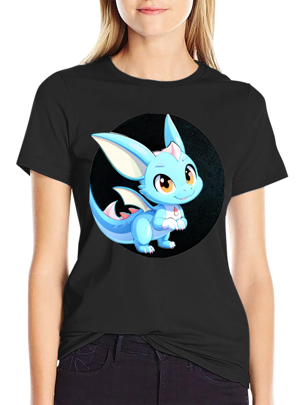 Cute Dragon Graphic Tee - Unisex Black T-Shirt