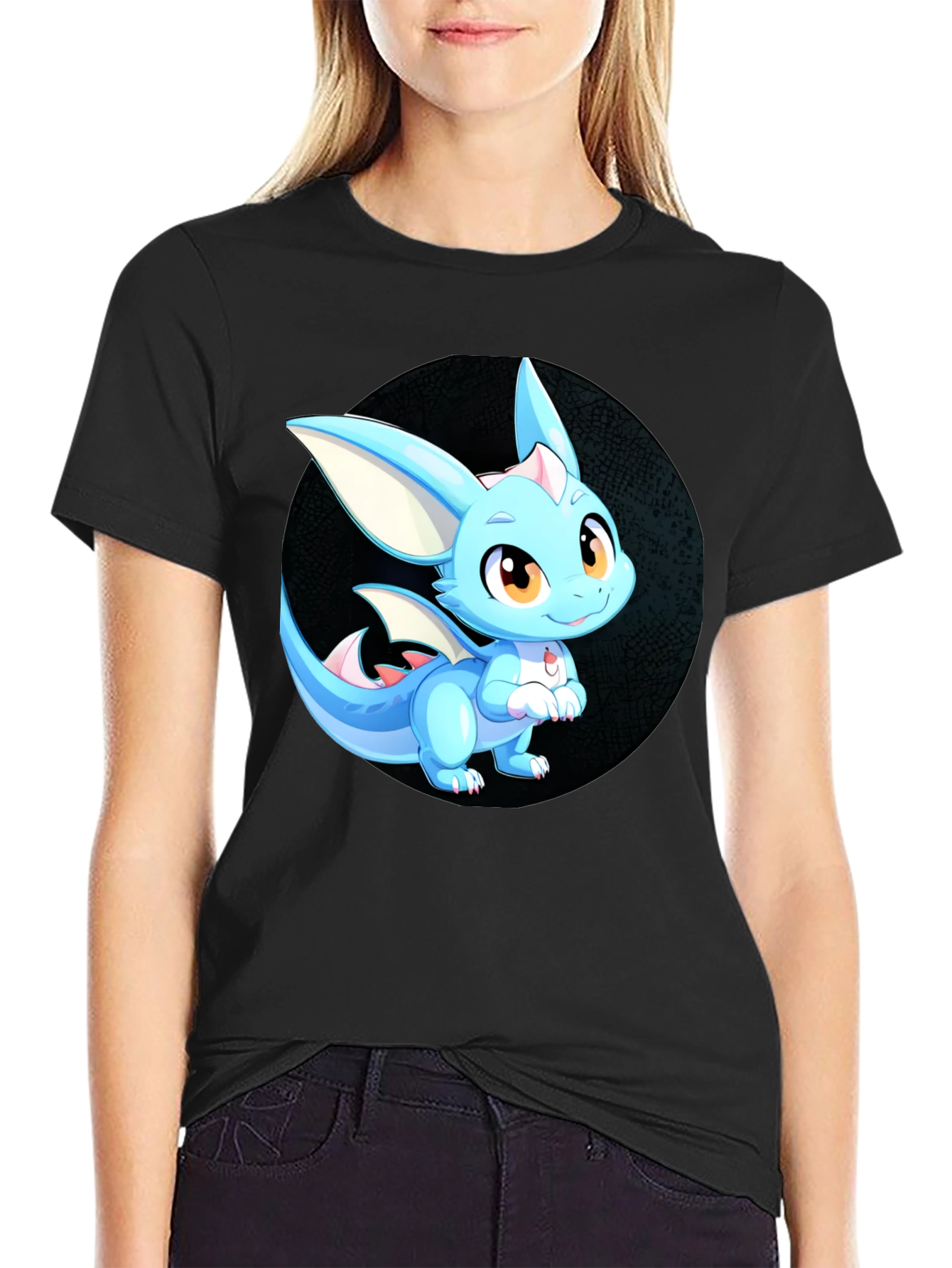 Cute Dragon Graphic Tee - Unisex Black T-Shirt
