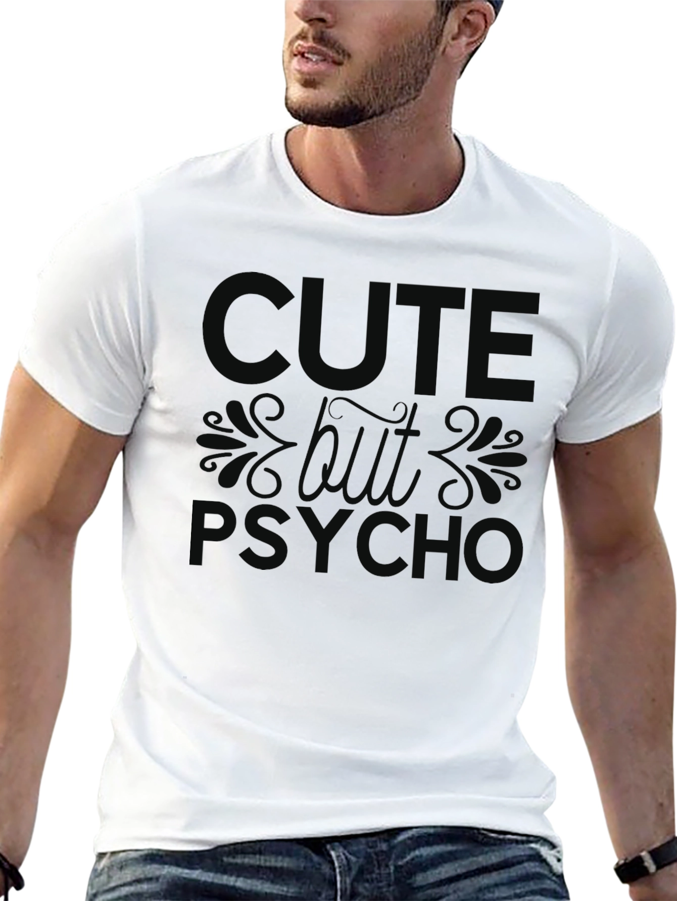 Cute But Psycho Black Graphic T-Shirt