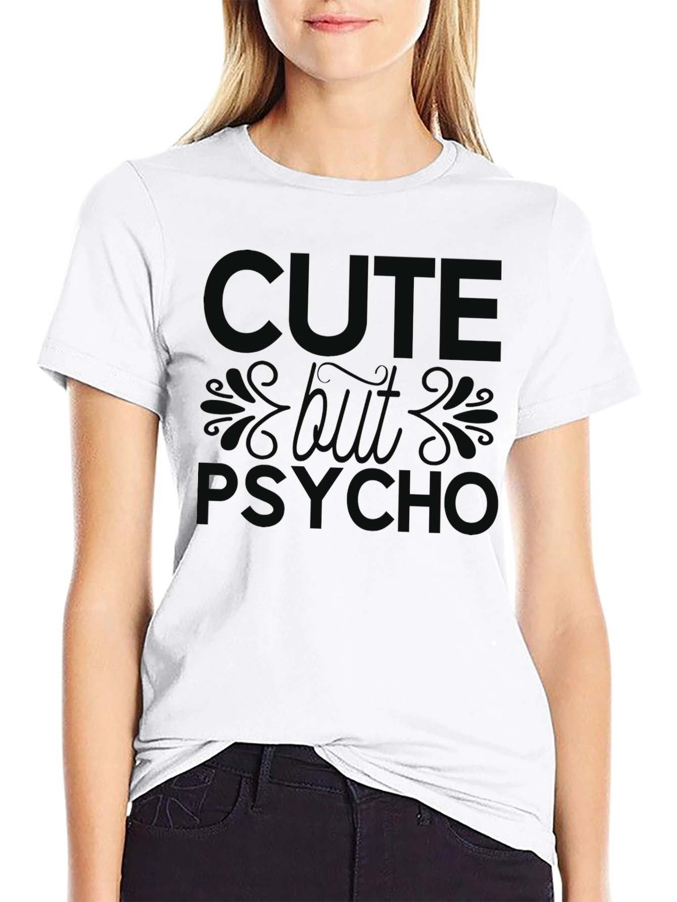 Cute But Psycho Black Graphic T-Shirt