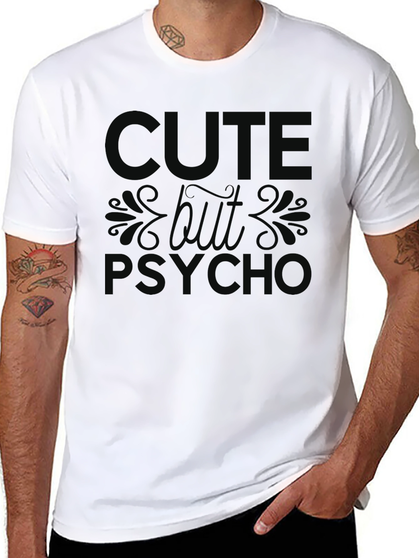 Cute But Psycho Black Graphic T-Shirt