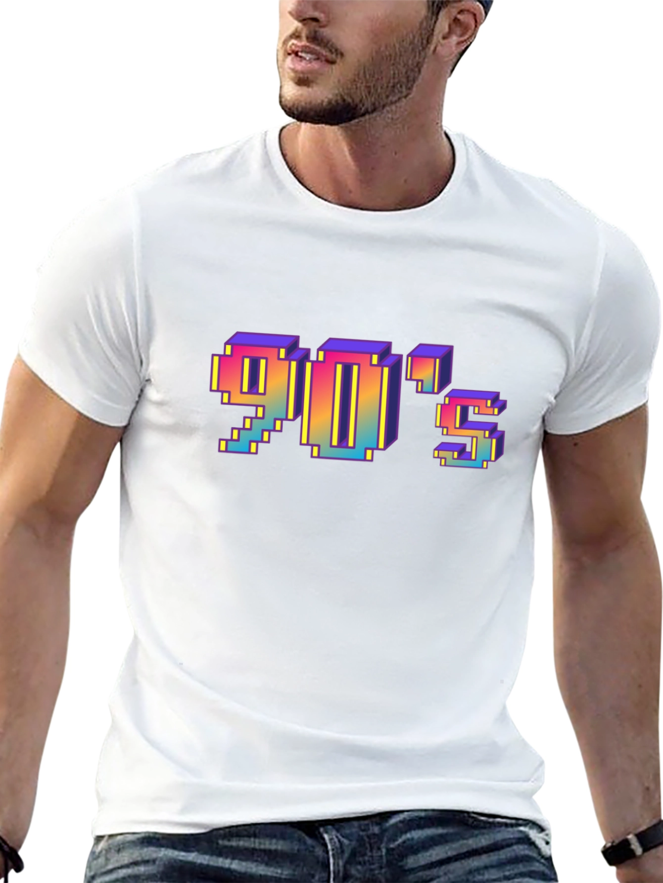 Retro 90s Pixel Art T-Shirt - Black