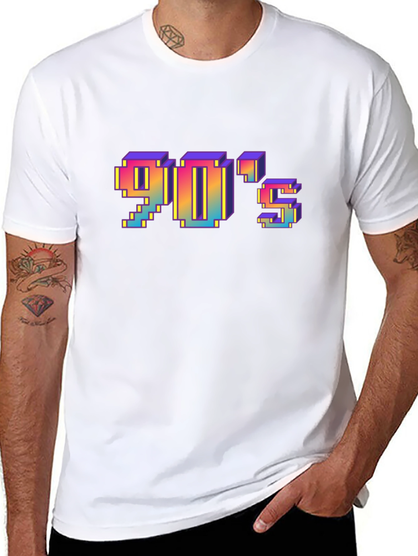 Retro 90s Pixel Art T-Shirt - Black