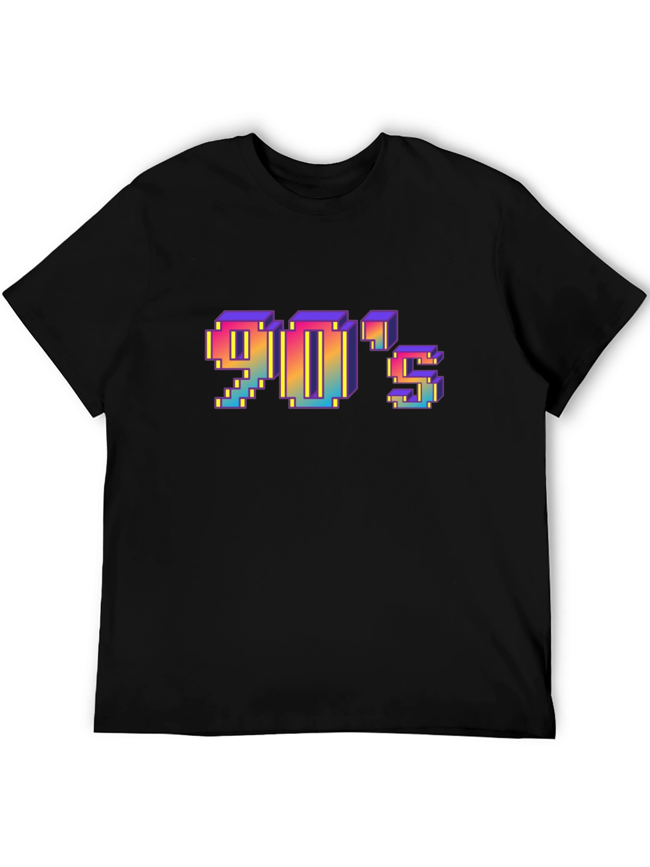 Retro 90s Pixel Art T-Shirt - Black