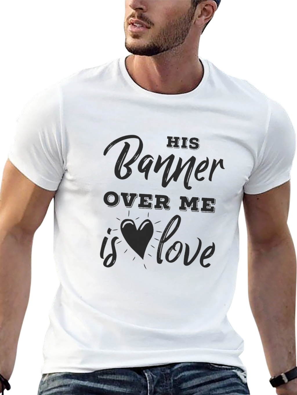 His Banner Over Me Love Heart T-Shirt