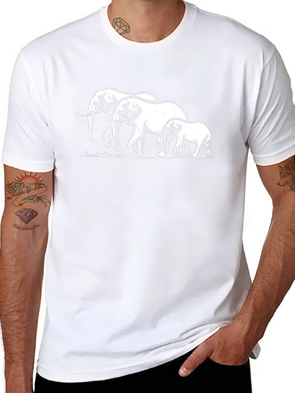 Elephant Family Graphic Tee - Black Cotton T-Shirt
