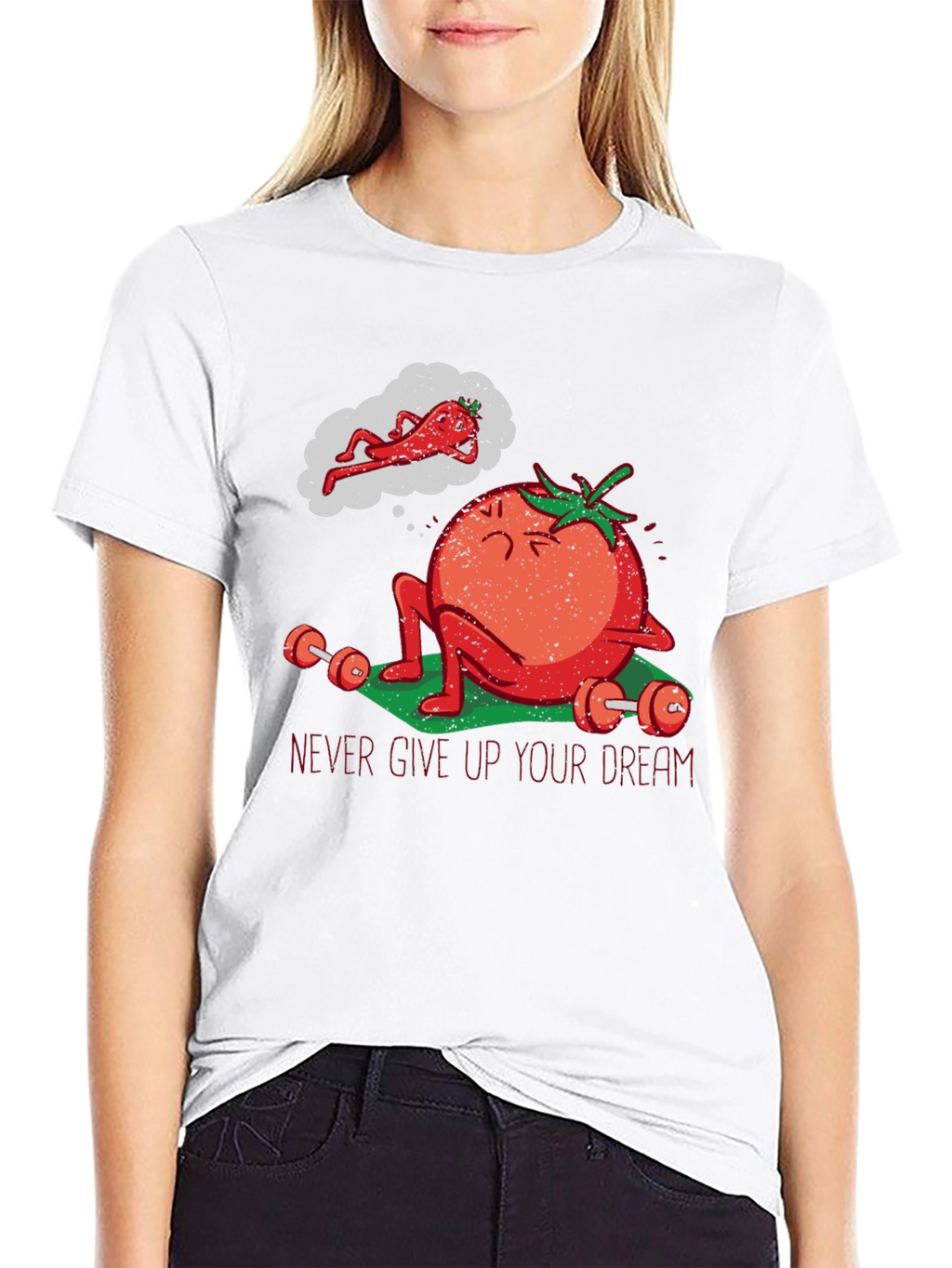 Tomato Gym Workout T-Shirt - Never Give Up!
