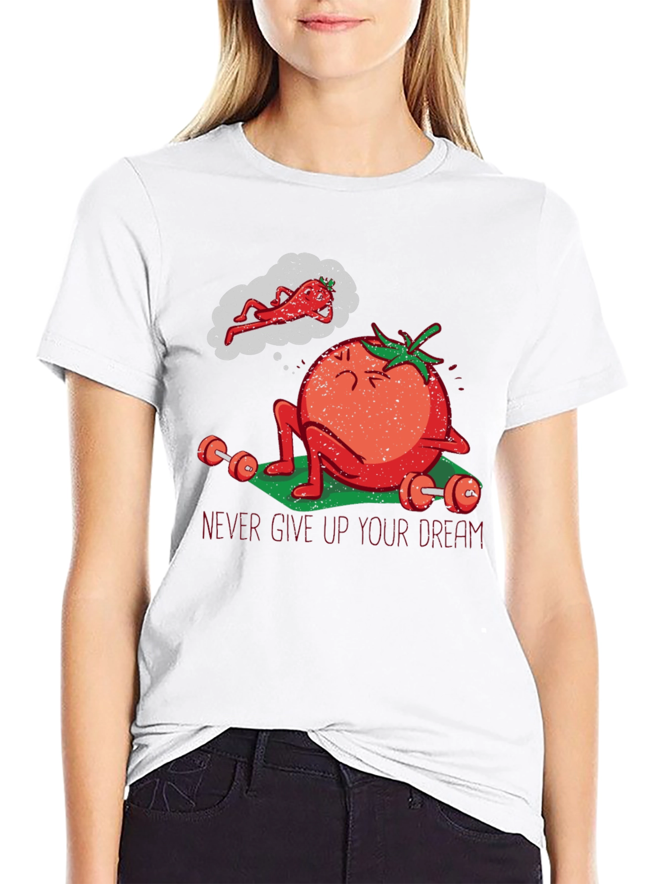 Tomato Gym Workout T-Shirt - Never Give Up!
