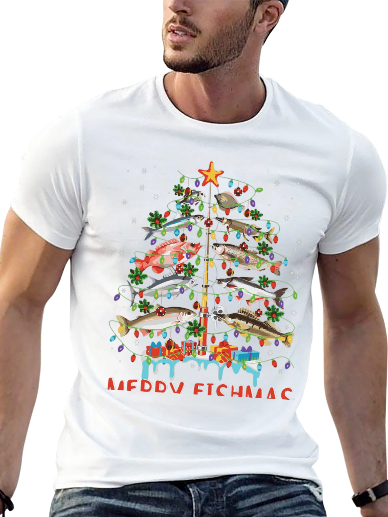 Merry Fishmas Christmas Tree T-Shirt