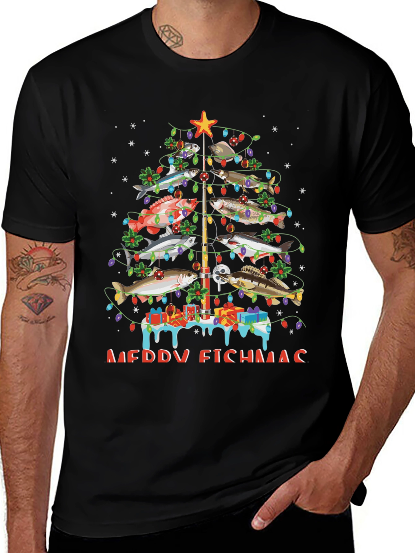 Merry Fishmas Christmas Tree T-Shirt