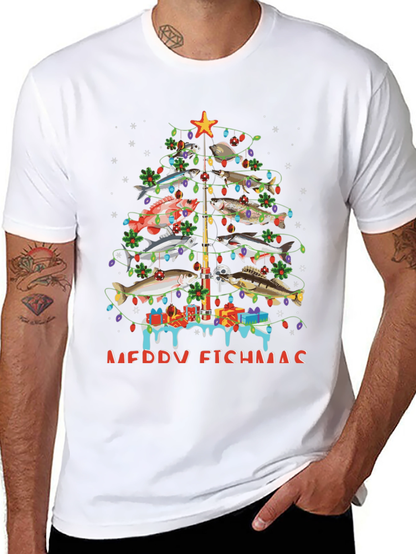 Merry Fishmas Christmas Tree T-Shirt