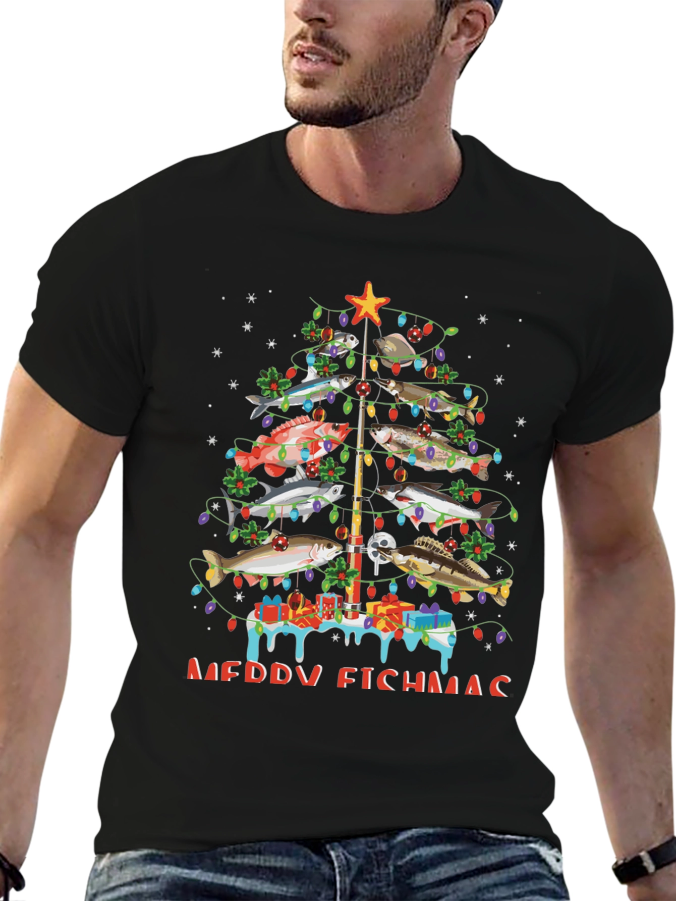 Merry Fishmas Christmas Tree T-Shirt