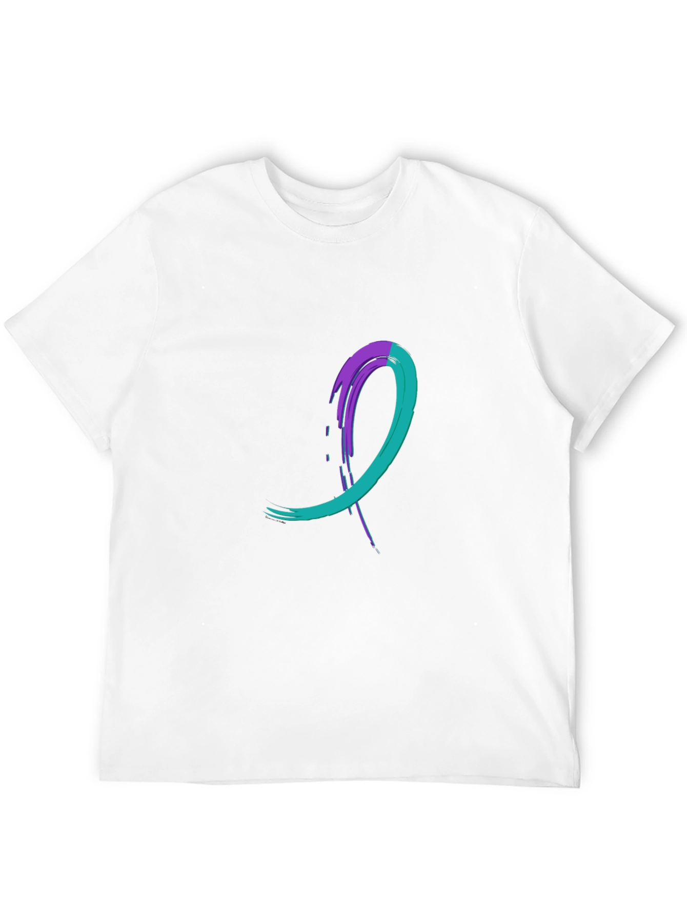 Teal & Purple Awareness Ribbon Black T-Shirt