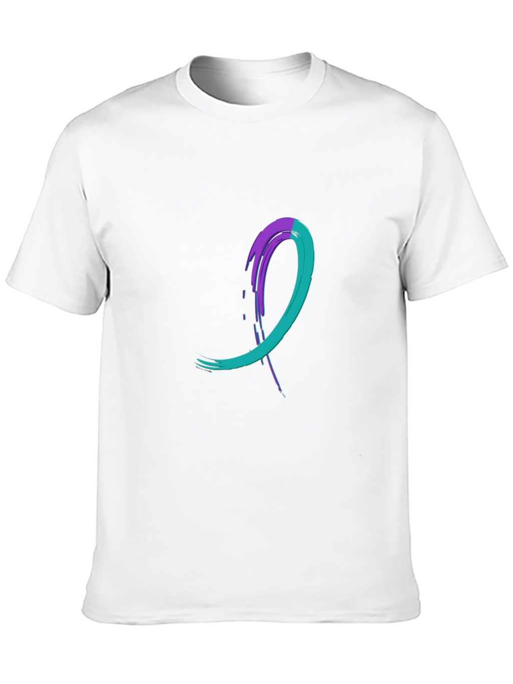 Teal & Purple Awareness Ribbon Black T-Shirt
