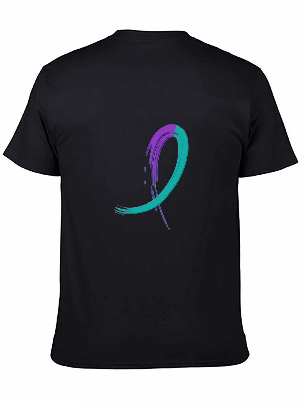 Teal & Purple Awareness Ribbon Black T-Shirt