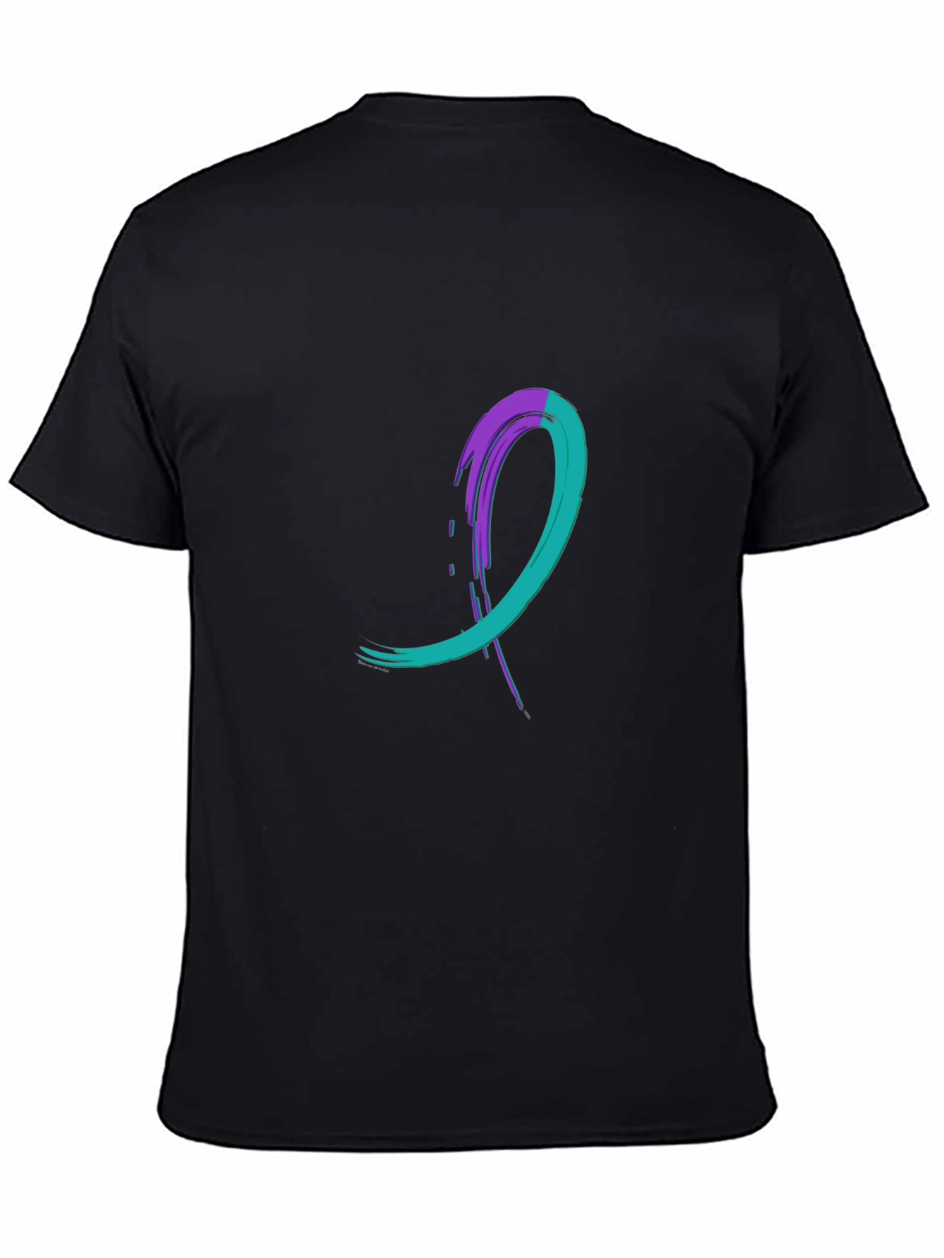 Teal & Purple Awareness Ribbon Black T-Shirt