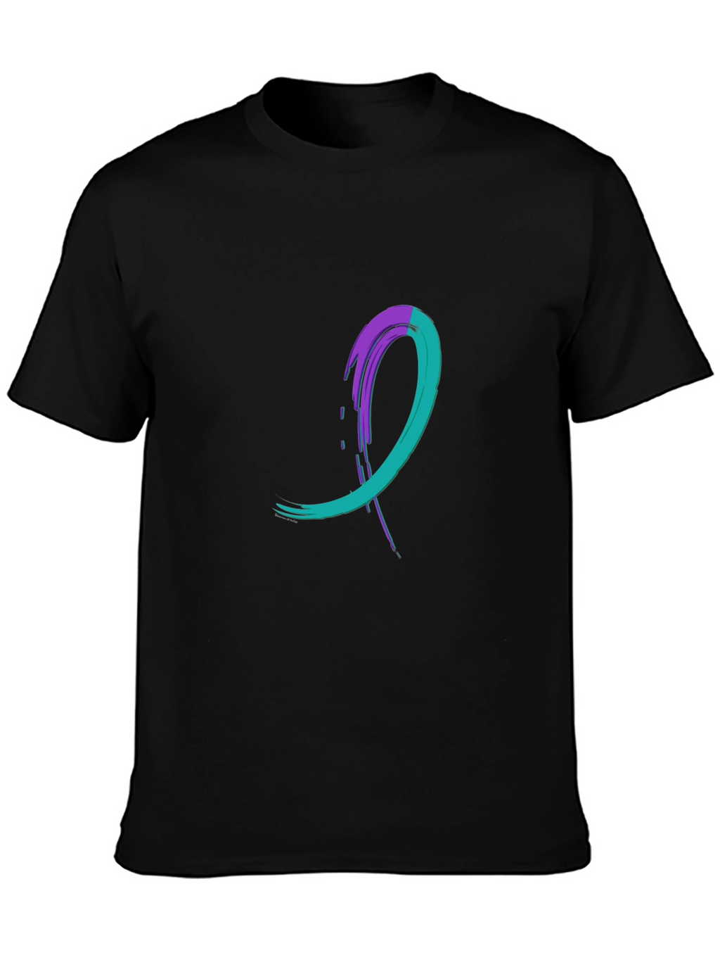 Teal & Purple Awareness Ribbon Black T-Shirt