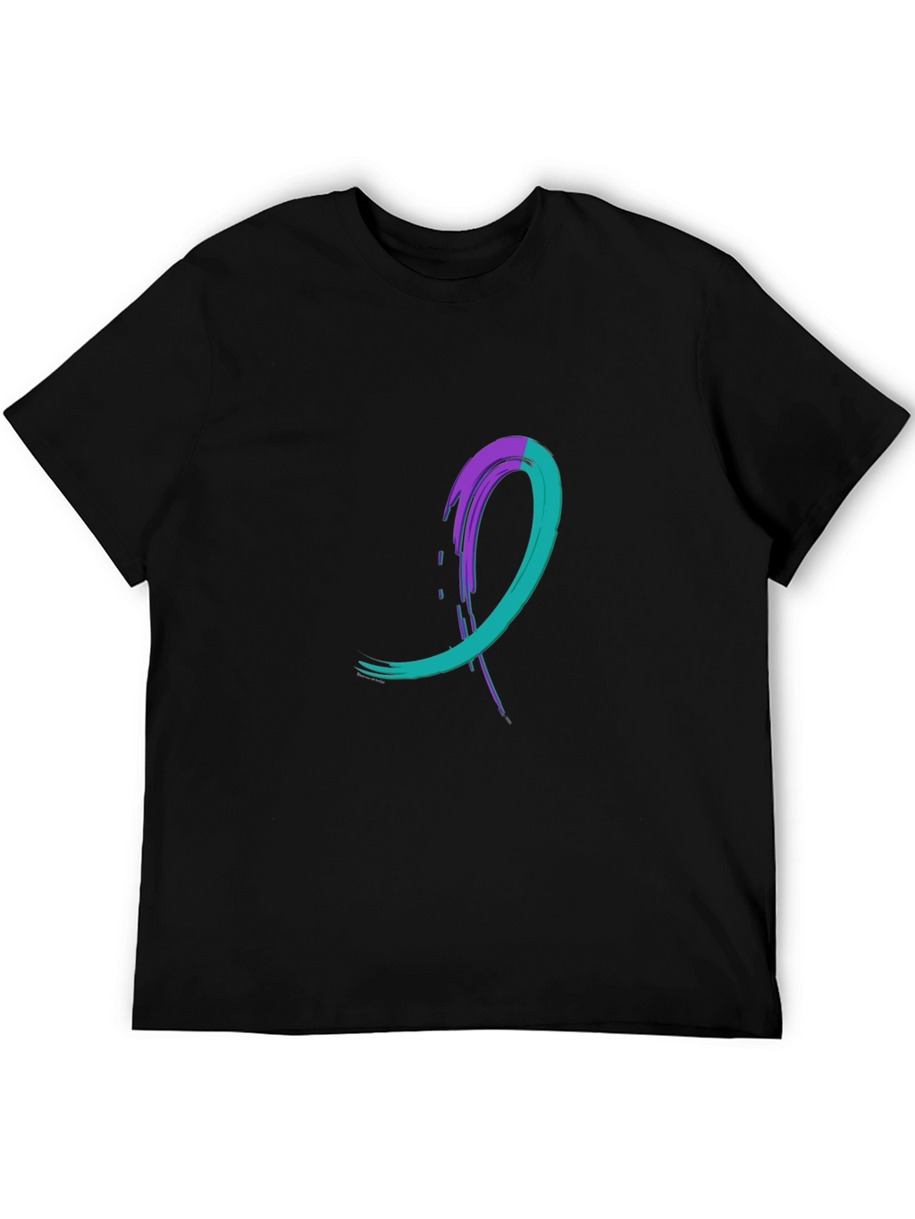 Teal & Purple Awareness Ribbon Black T-Shirt