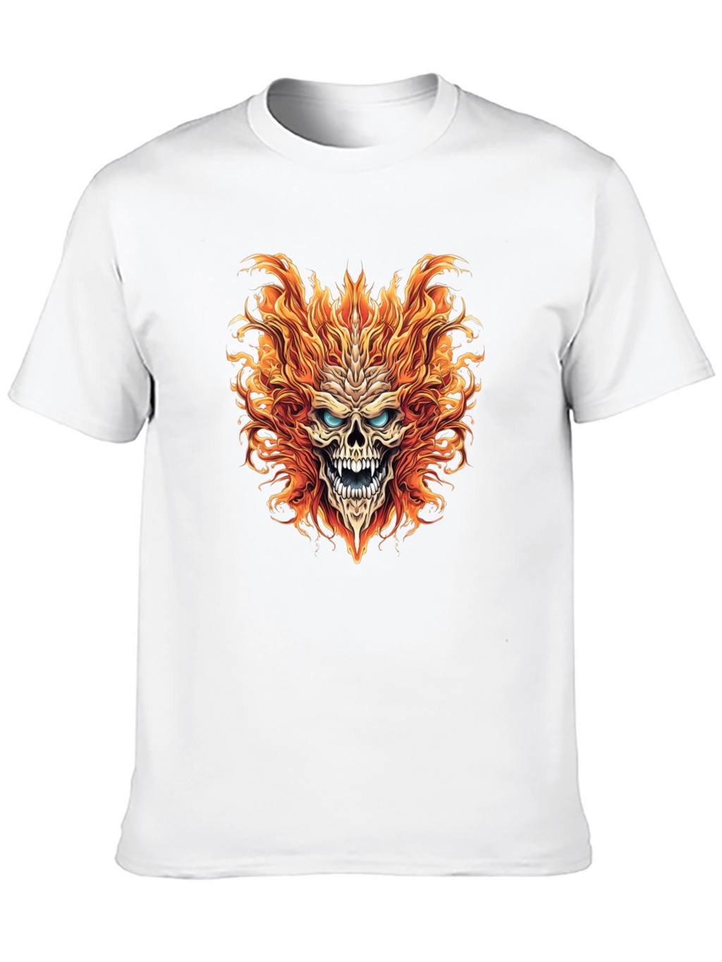 Fiery Skull Graphic Print Black T-Shirt