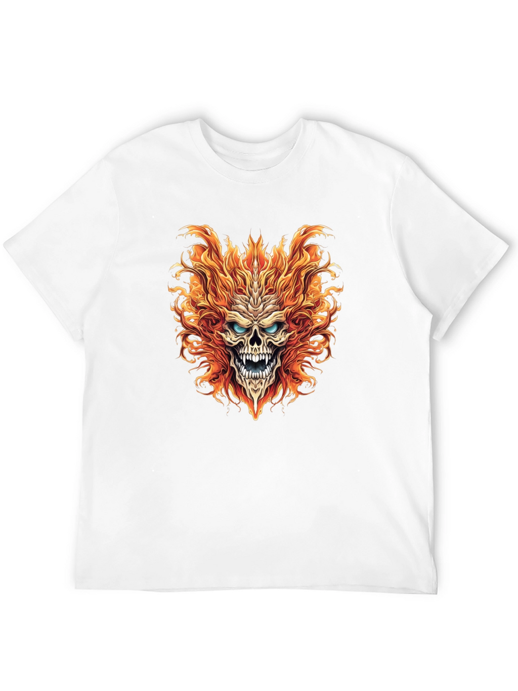 Fiery Skull Graphic Print Black T-Shirt