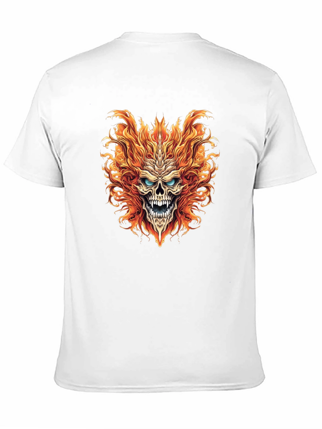 Fiery Skull Graphic Print Black T-Shirt