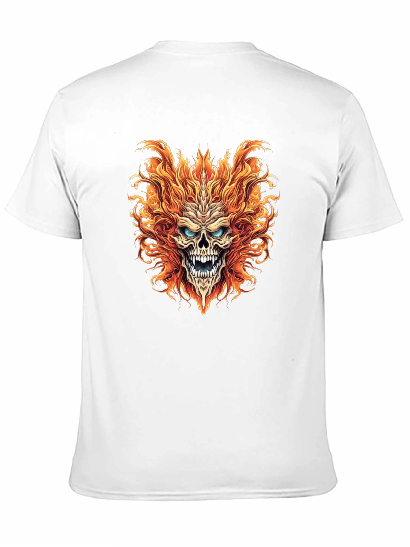 Fiery Skull Graphic Print Black T-Shirt