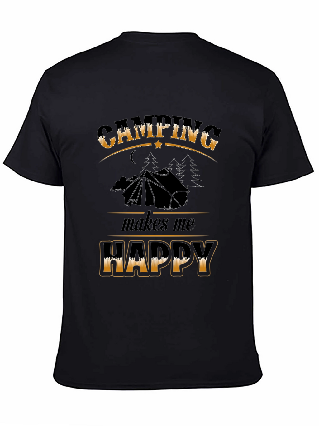 Camping Makes Me Happy Black T-Shirt