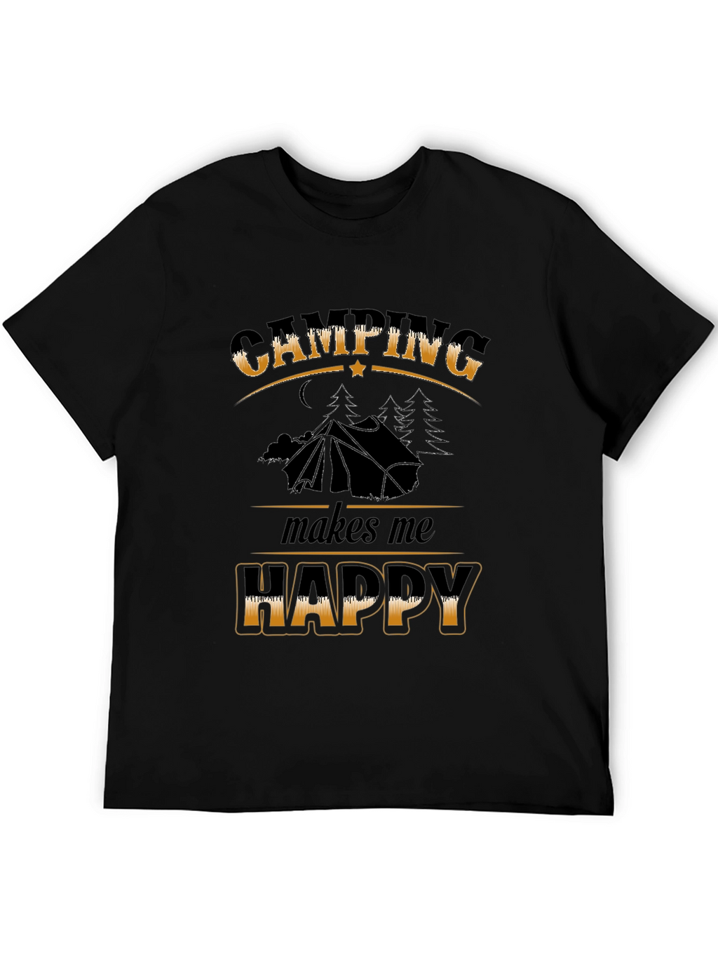 Camping Makes Me Happy Black T-Shirt