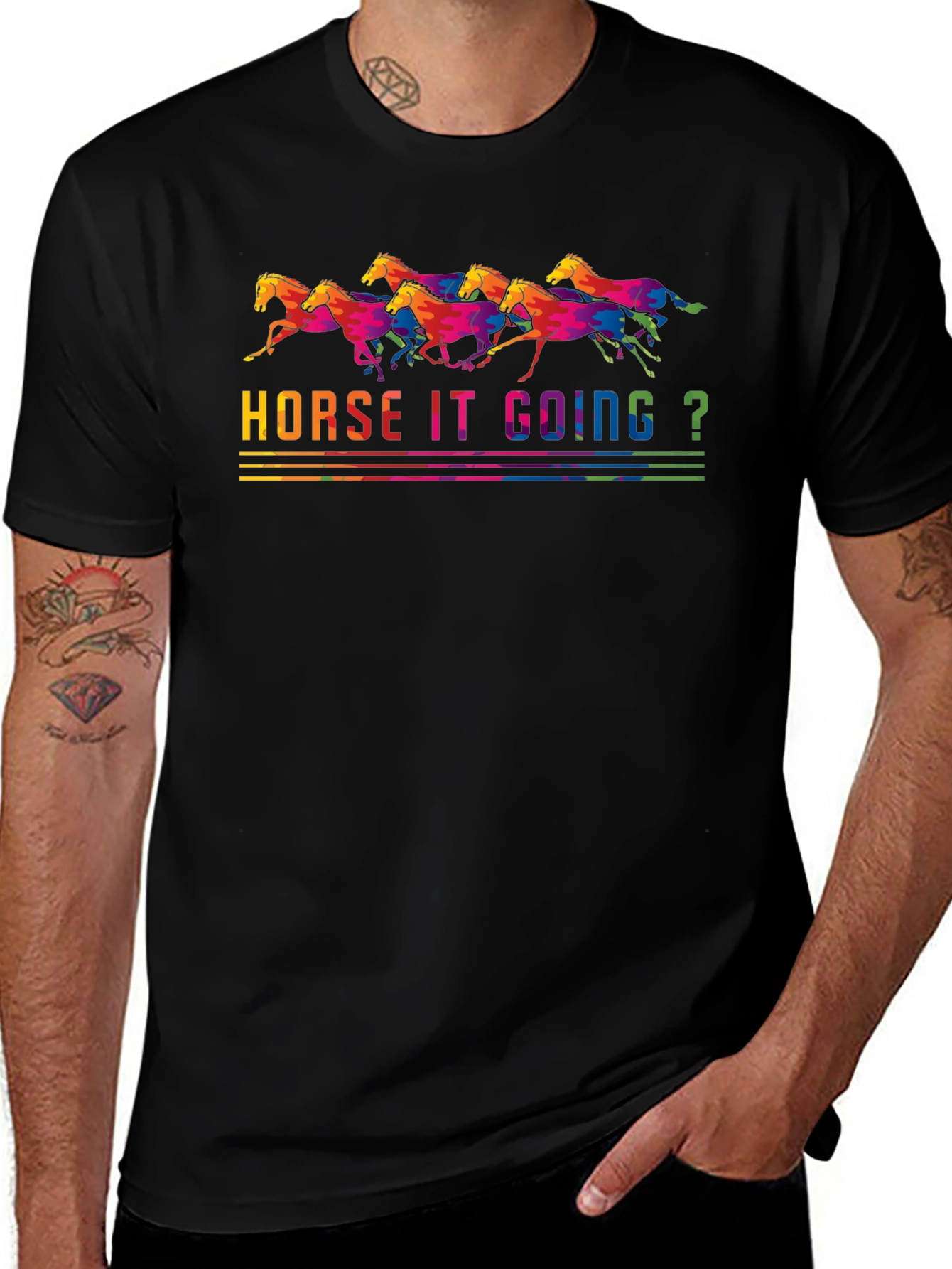 Horse It Going? Graphic T-Shirt - Black