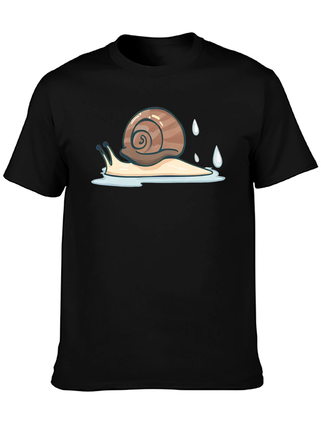 Snail Graphic Tee - Black Cotton Casual Shirt