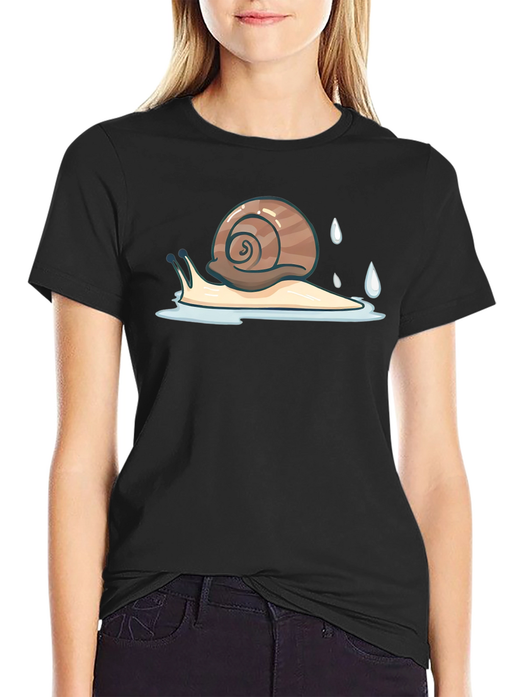 Snail Graphic Tee - Black Cotton Casual Shirt