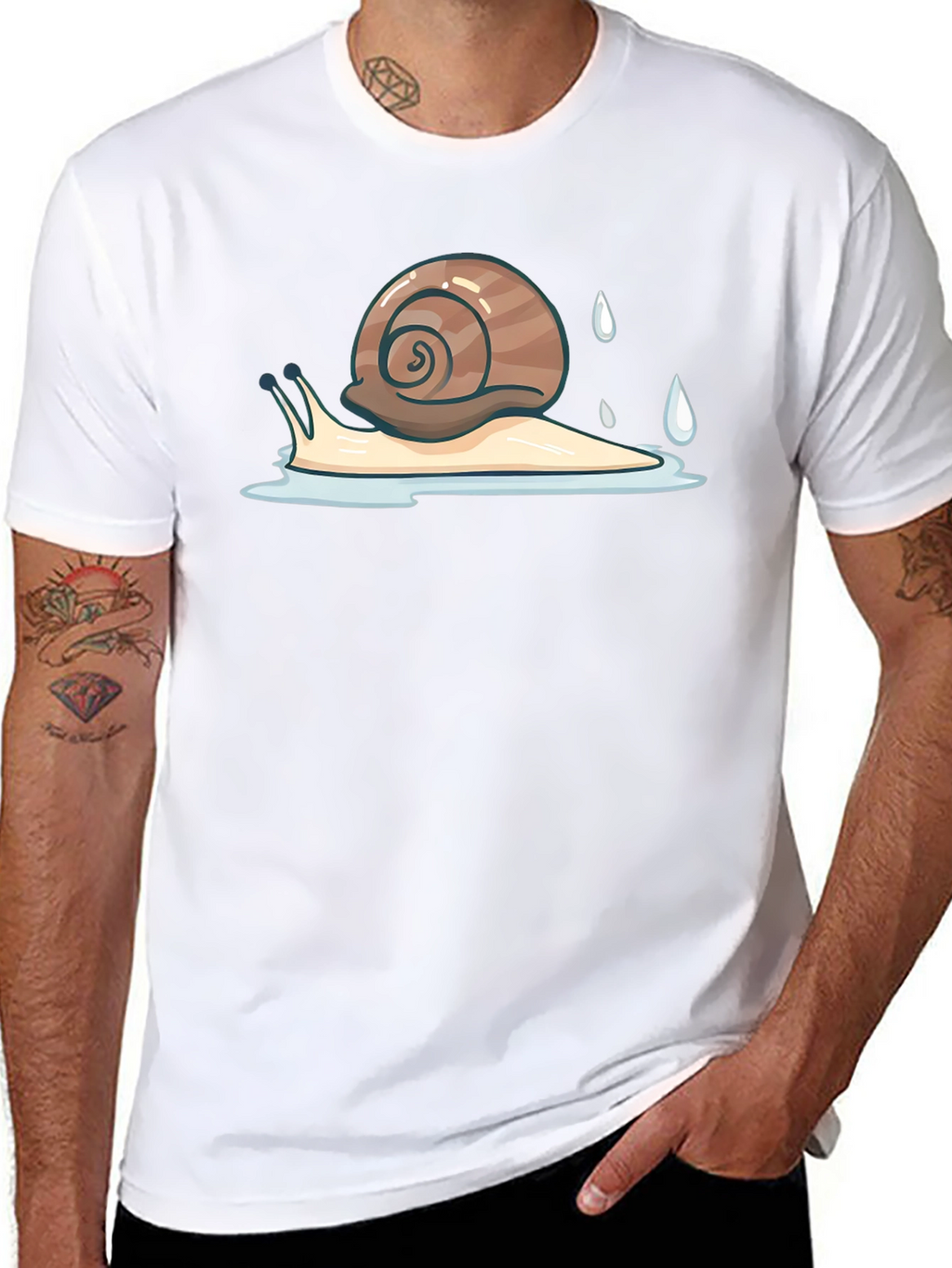 Snail Graphic Tee - Black Cotton Casual Shirt