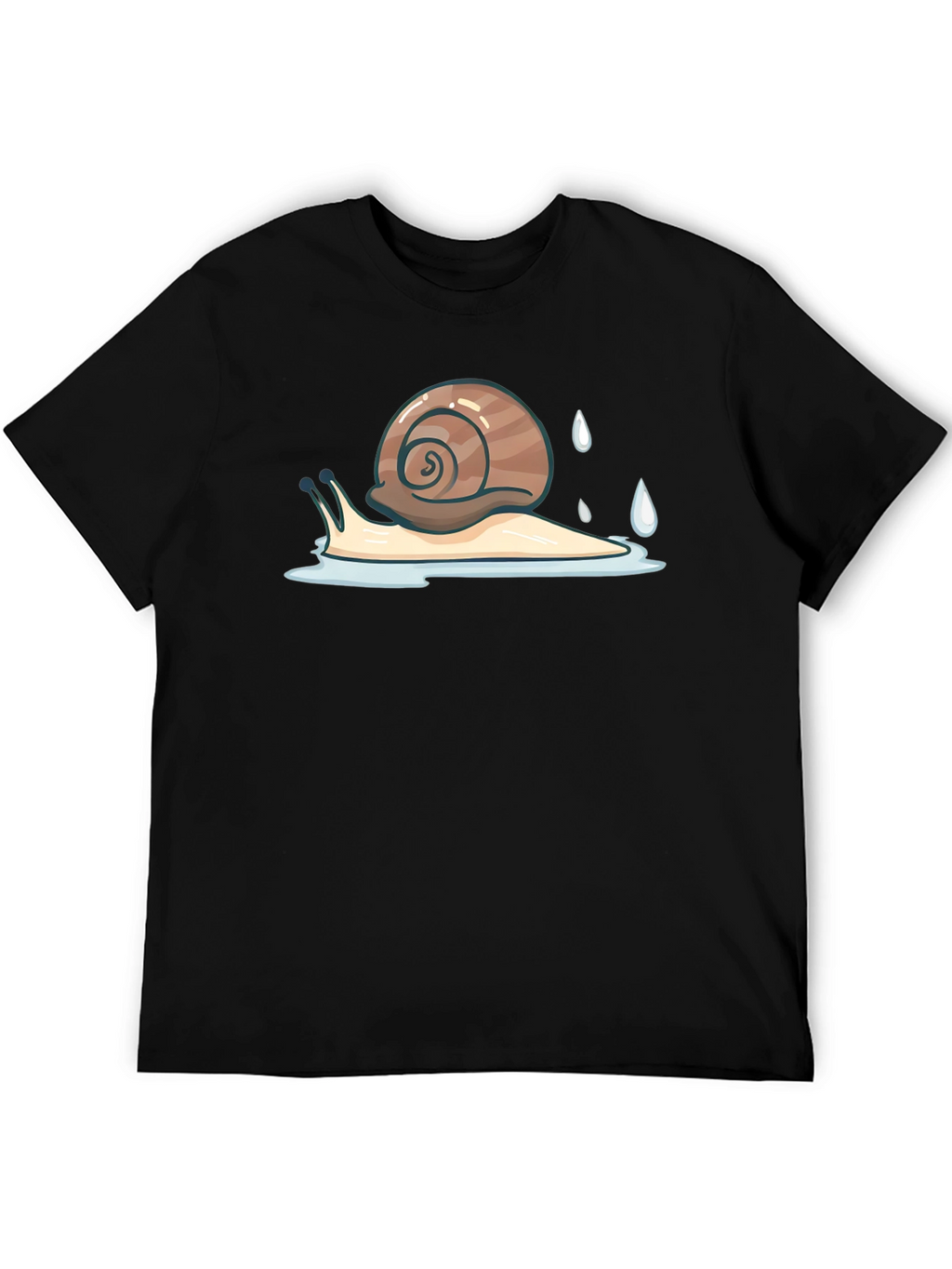 Snail Graphic Tee - Black Cotton Casual Shirt