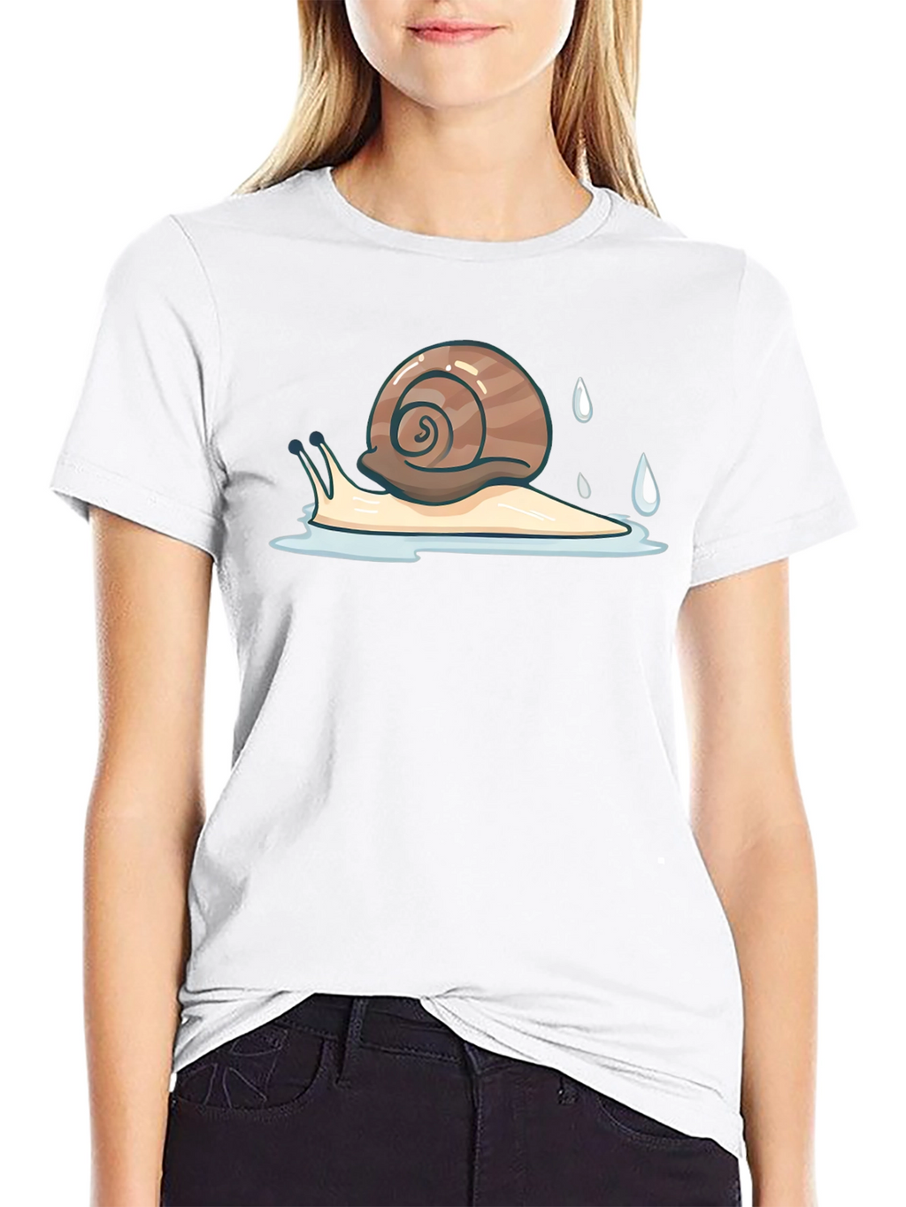 Snail Graphic Tee - Black Cotton Casual Shirt