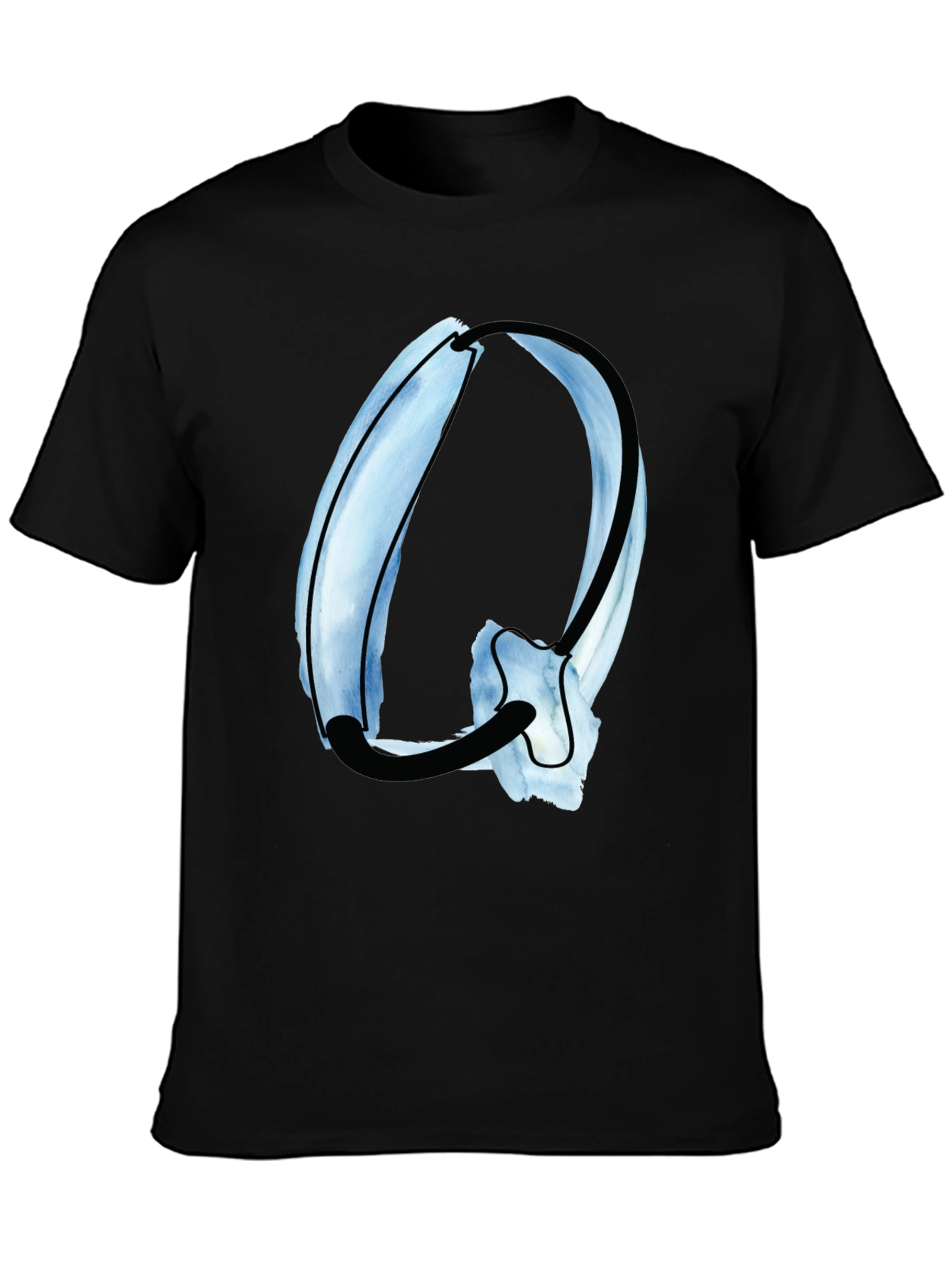 Abstract Letter Q Graphic Tee - Stylish Black Cotton Shirt