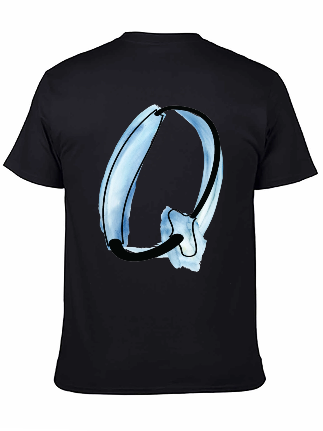 Abstract Letter Q Graphic Tee - Stylish Black Cotton Shirt