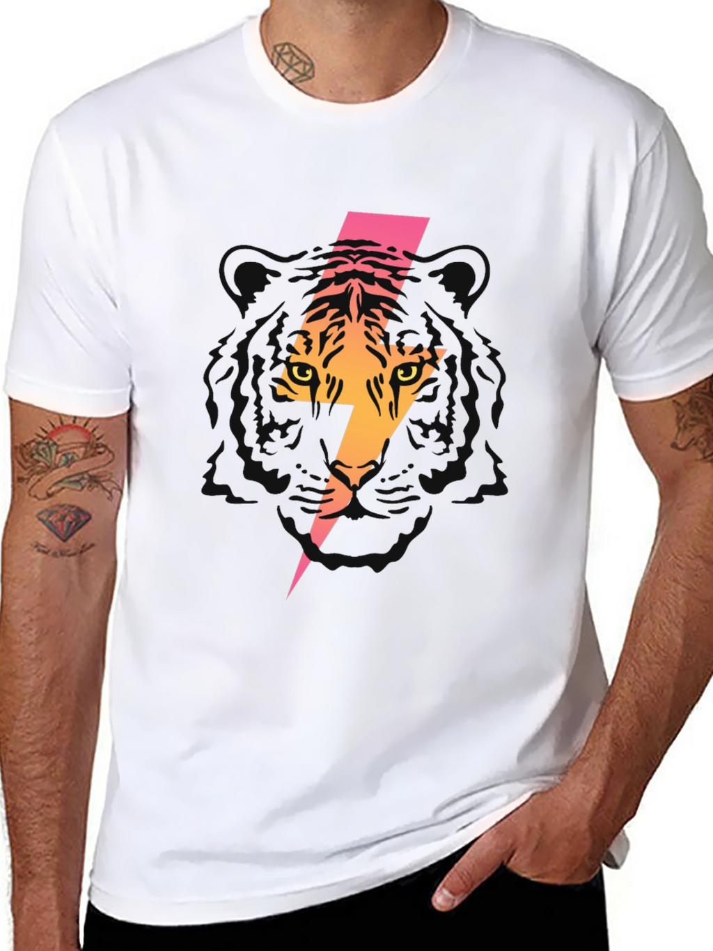 Tiger Lightning Bolt Graphic Tee - Black