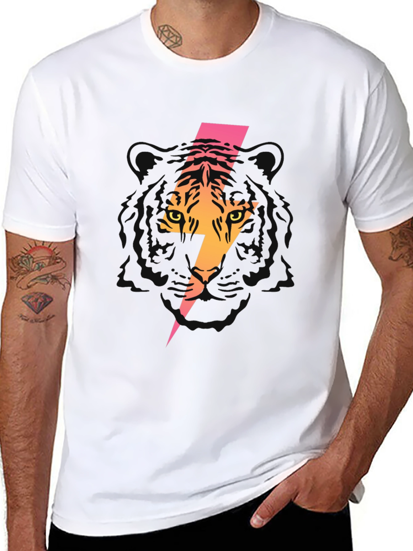 Tiger Lightning Bolt Graphic Tee - Black