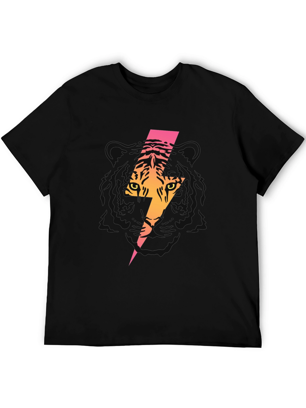 Tiger Lightning Bolt Graphic Tee - Black