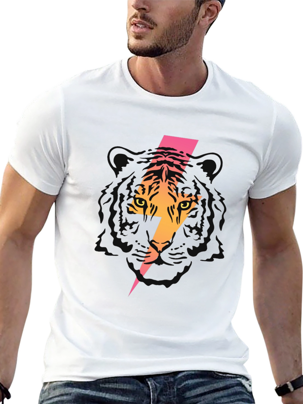 Tiger Lightning Bolt Graphic Tee - Black
