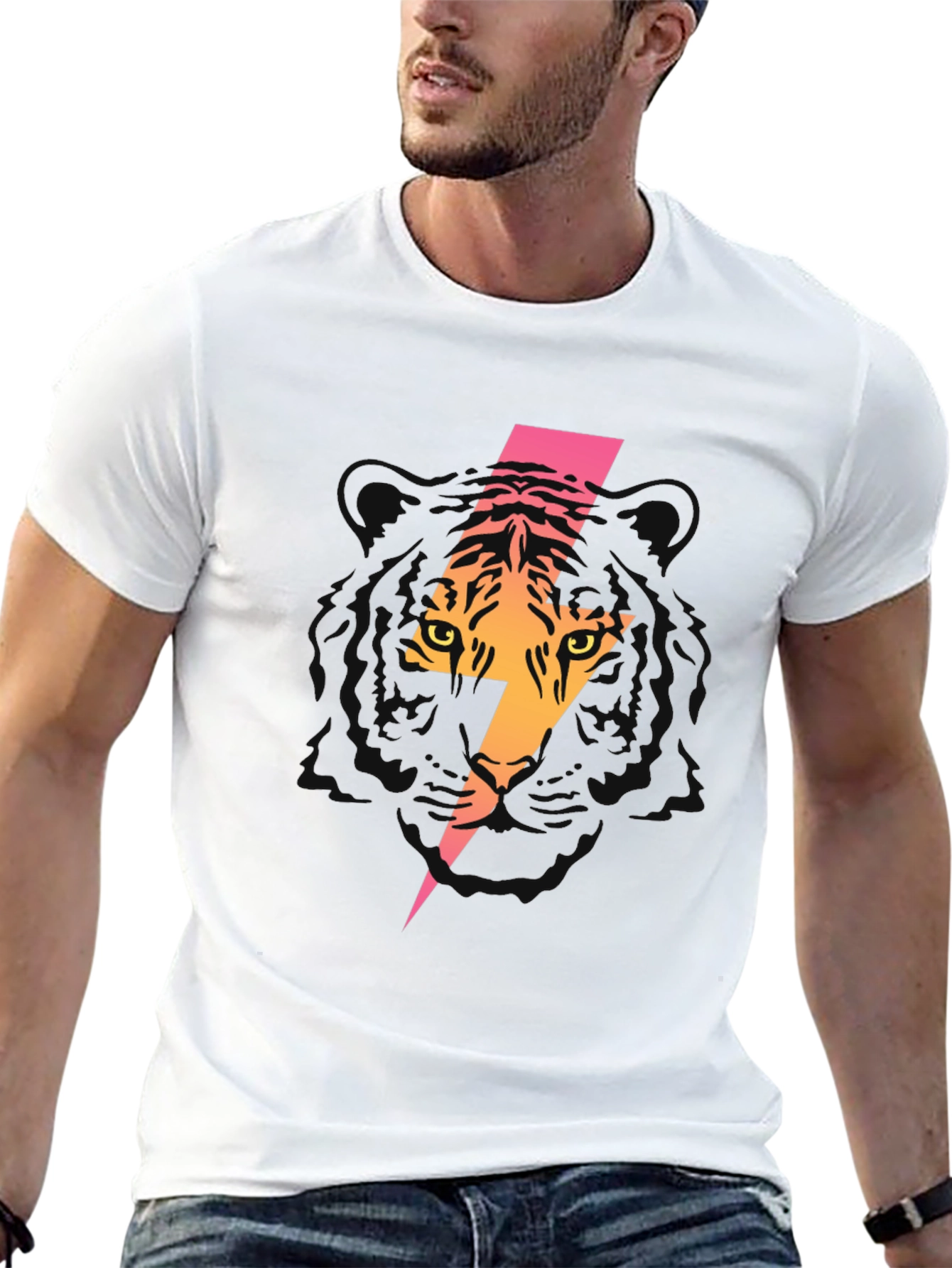 Tiger Lightning Bolt Graphic Tee - Black