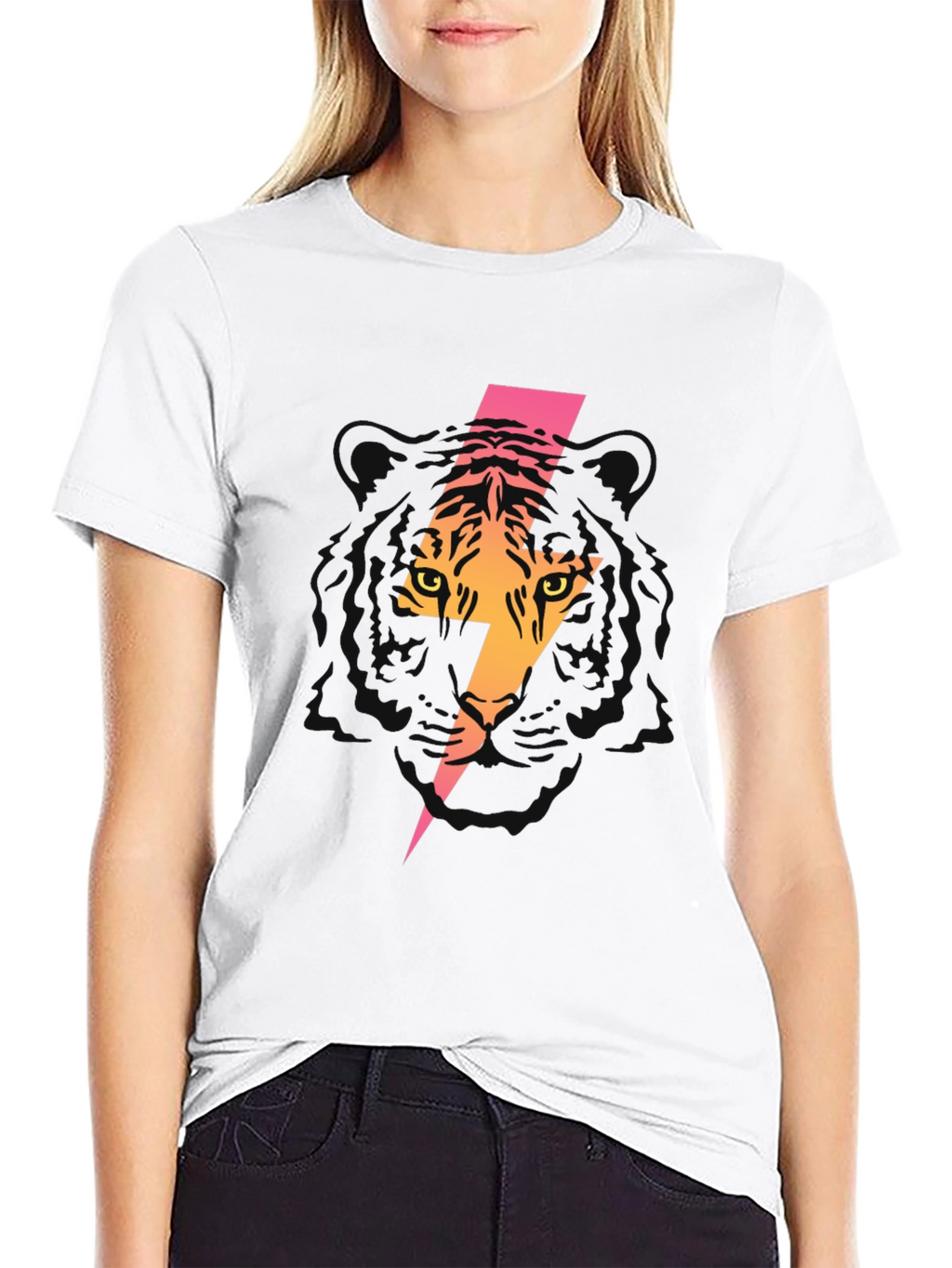 Tiger Lightning Bolt Graphic Tee - Black