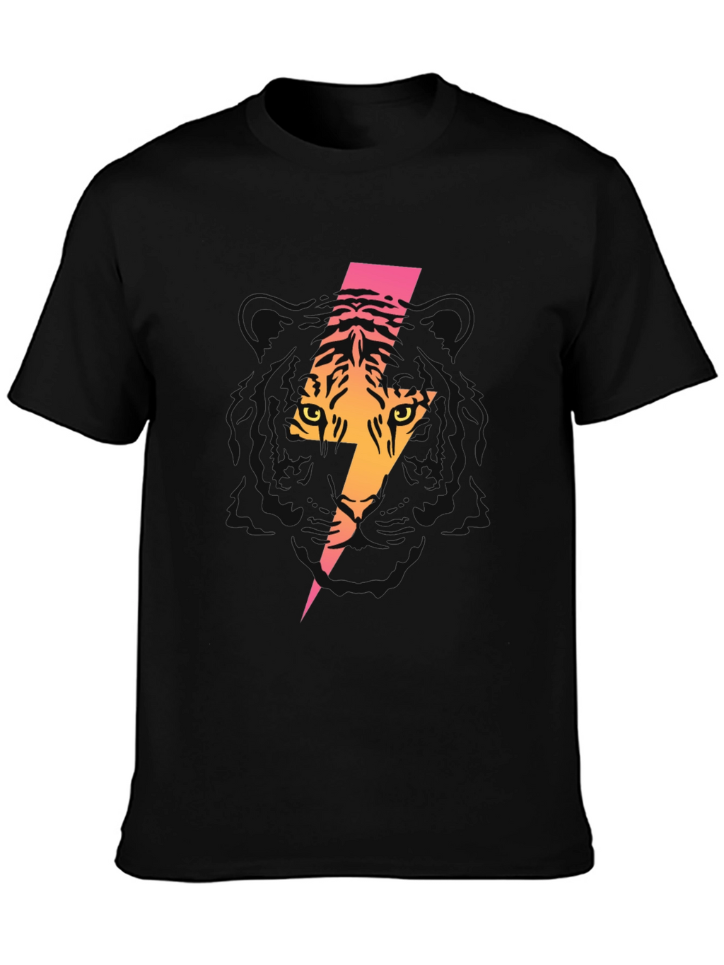 Tiger Lightning Bolt Graphic Tee - Black