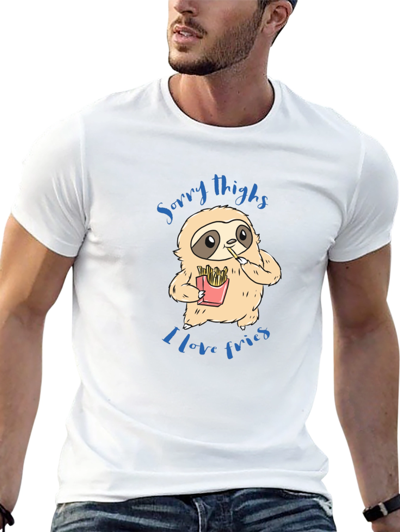 Sloth Sorry Thighs I Love Fries Graphic T-Shirt